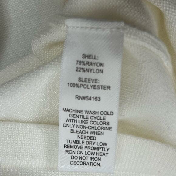 🆕 Marc NY Top Womens Size M White Knit w Tulle Pouf Ruffle Sleeves Romantic NWT - Picture 11 of 11